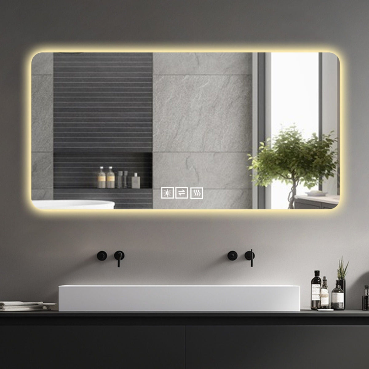 LED Bathroom Mirror with 3 Color Dimmable Backlight - Pearl Silver, photo 9 of 17