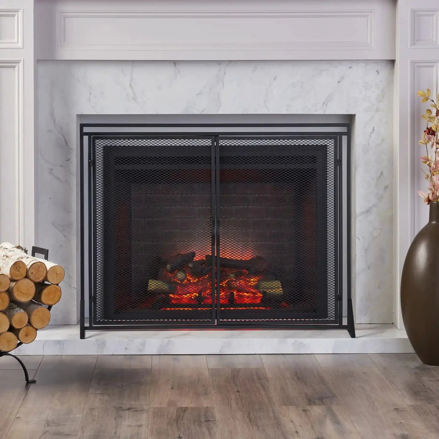 Samantha Iron Fireplace Screen 2 Door Design by HouseOfZazla