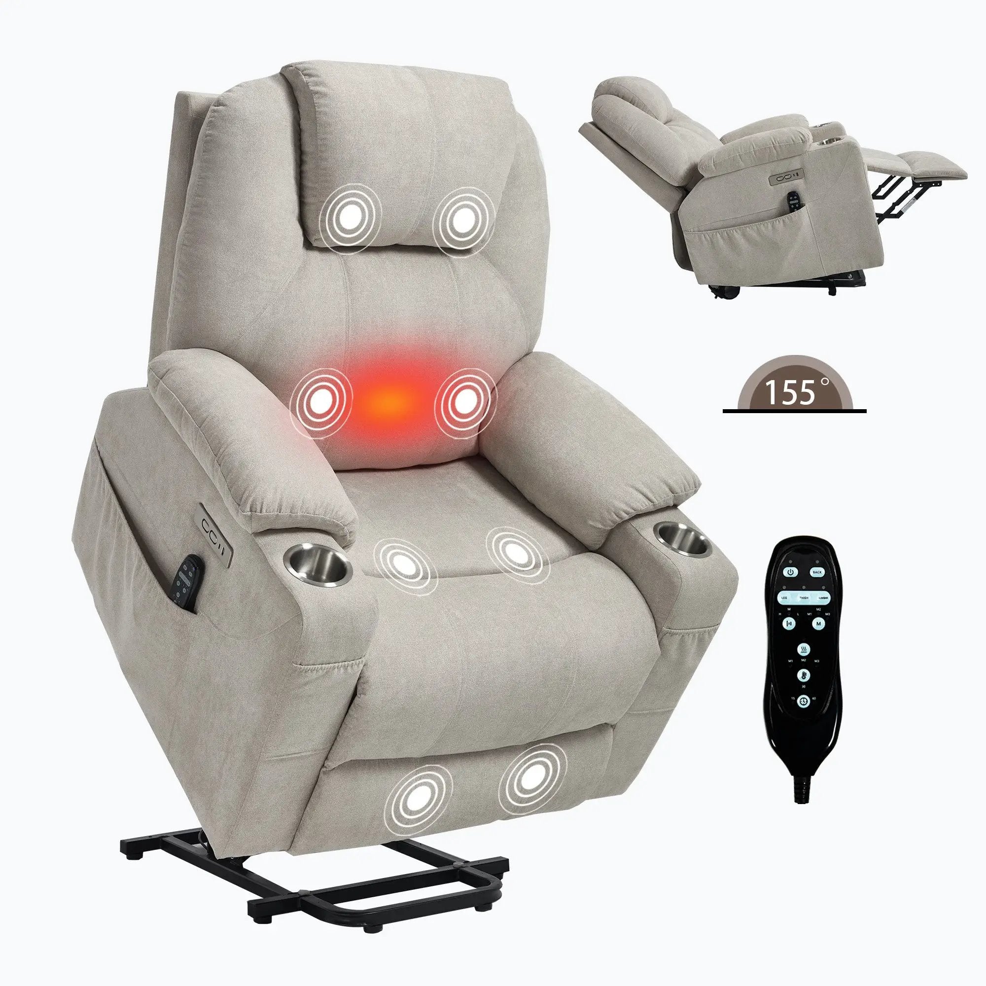 Premium Power Lift Recliner Chair with Massage Functionality by HouseOfZazla
