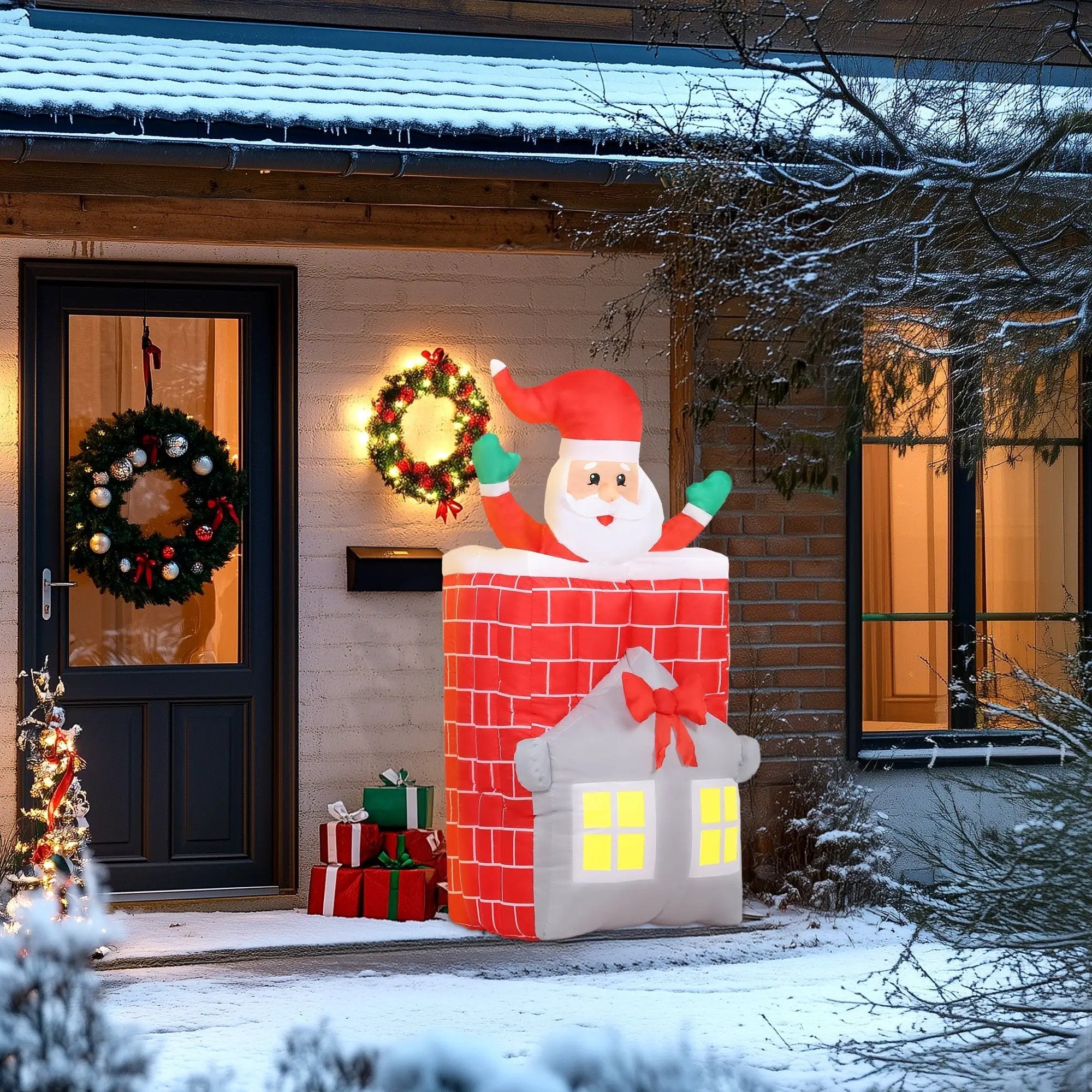 7FT Christmas Inflatable Santa in Chimney with LED Lights by HouseOfZazla