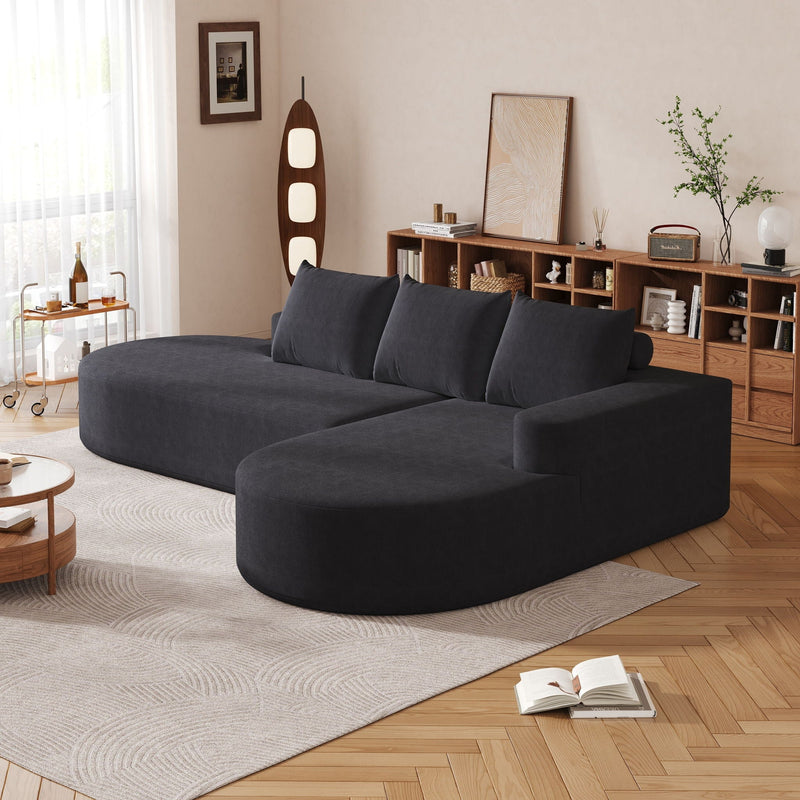 Modern Curved Sofa, L-Shaped Modular Sectional Set With 3 Pillows by HouseOfZazla