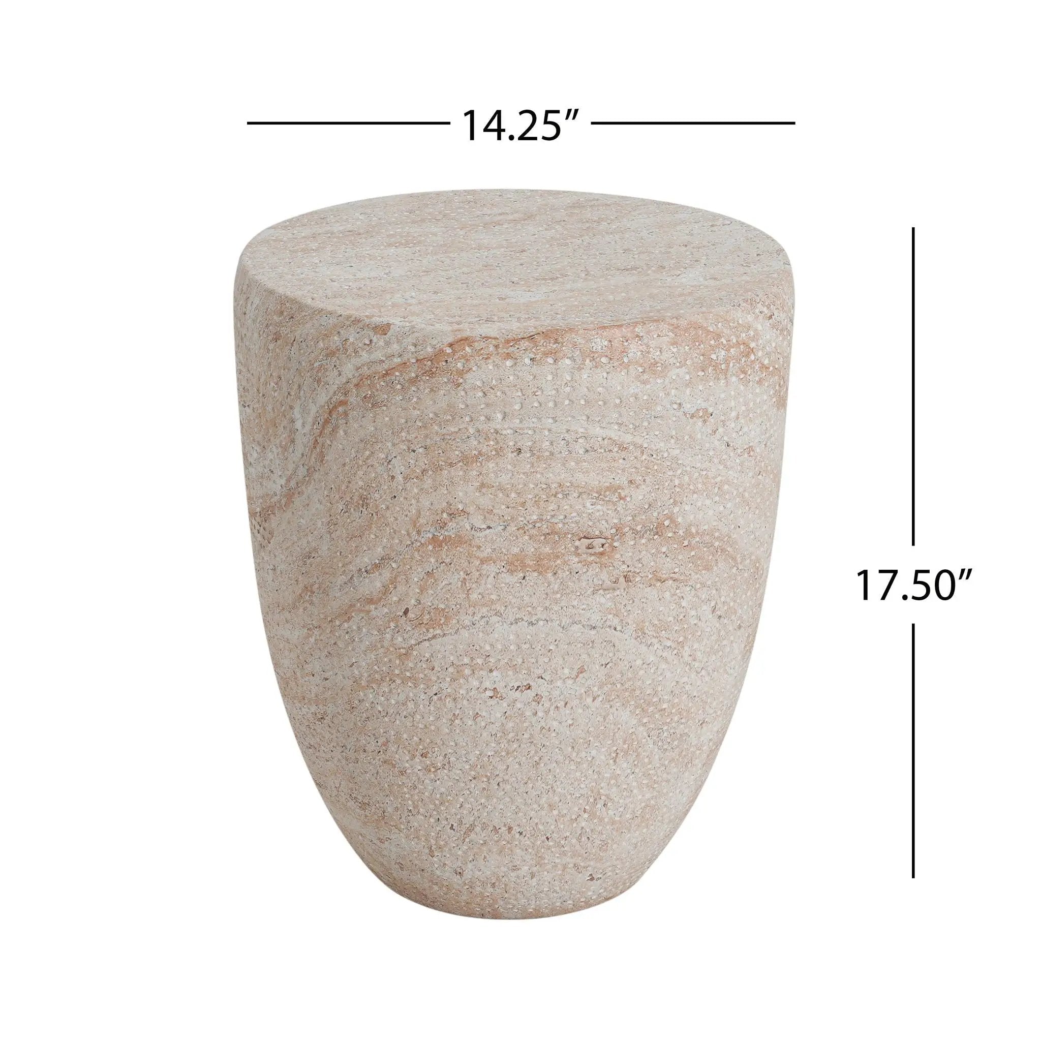 Outdoor / Indoor Lightweight Concrete Side Table, Travertine - Beige by HouseOfZazla