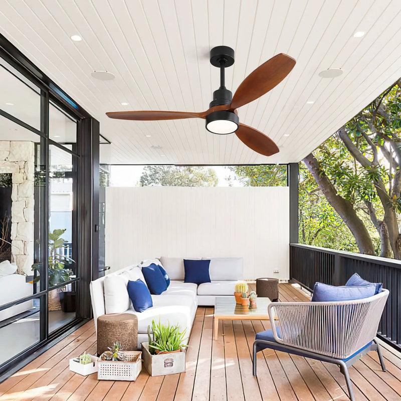 Ceiling Fan With Reversible DC Motor, LED Light, Solid Blades, Remote Control by Unique Piece Furniture