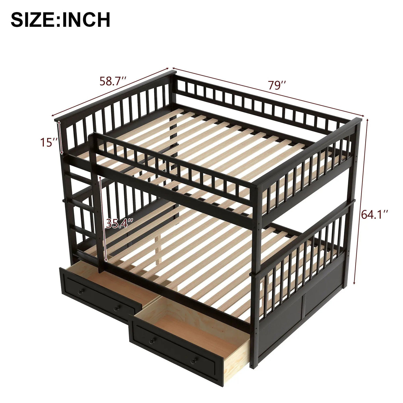 Bunk Bed With Drawers, Convertible Design by HouseOfZazla