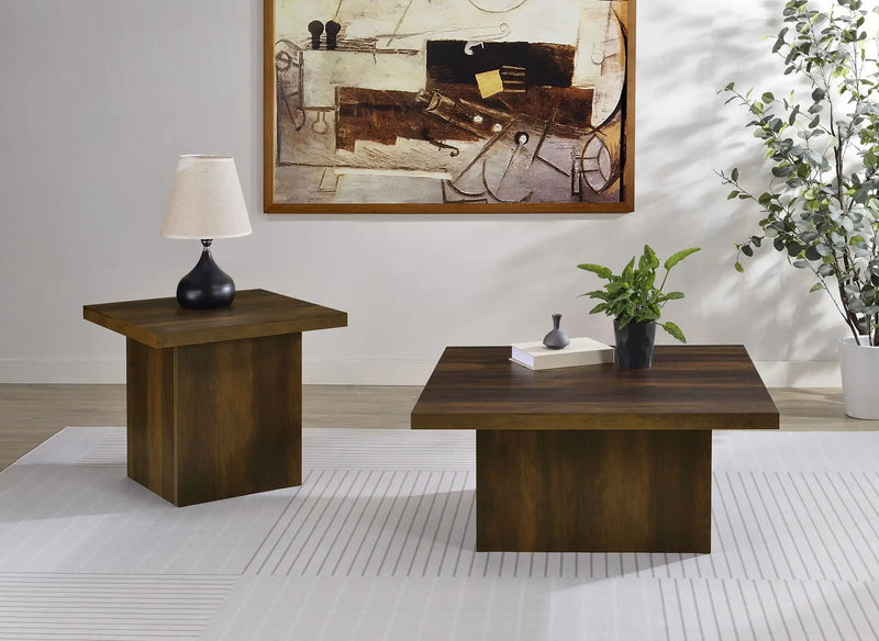 Devar 2-piece Square Coffee and End Table Set Dark Pine by Unique Piece Furniture