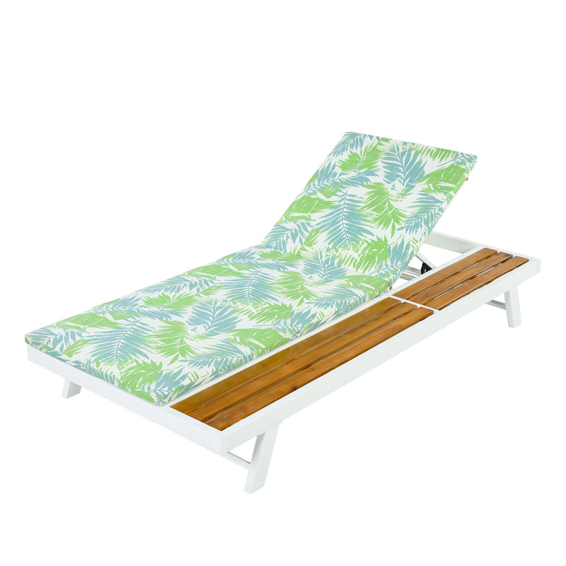 White Iron and Teak Finish Outdoor Chaise Lounge Set by HouseOfZazla