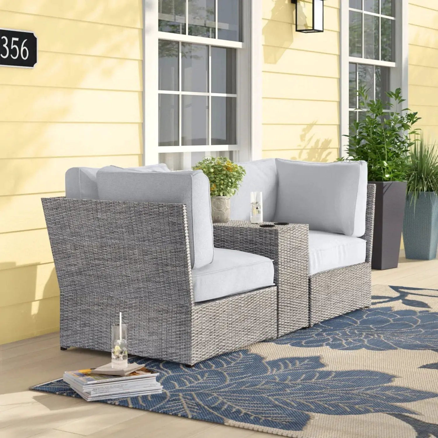 Outdoor Wicker Loveseat With Cushions by HouseOfZazla