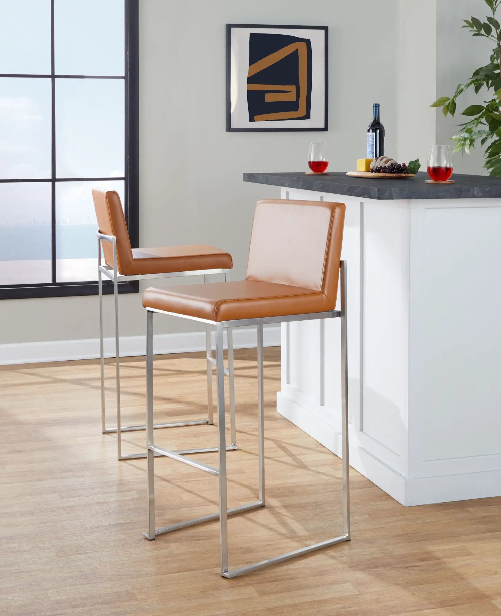 Fuji - Contemporary And Modern Elegance High Back Barstool by Unique Piece Furniture