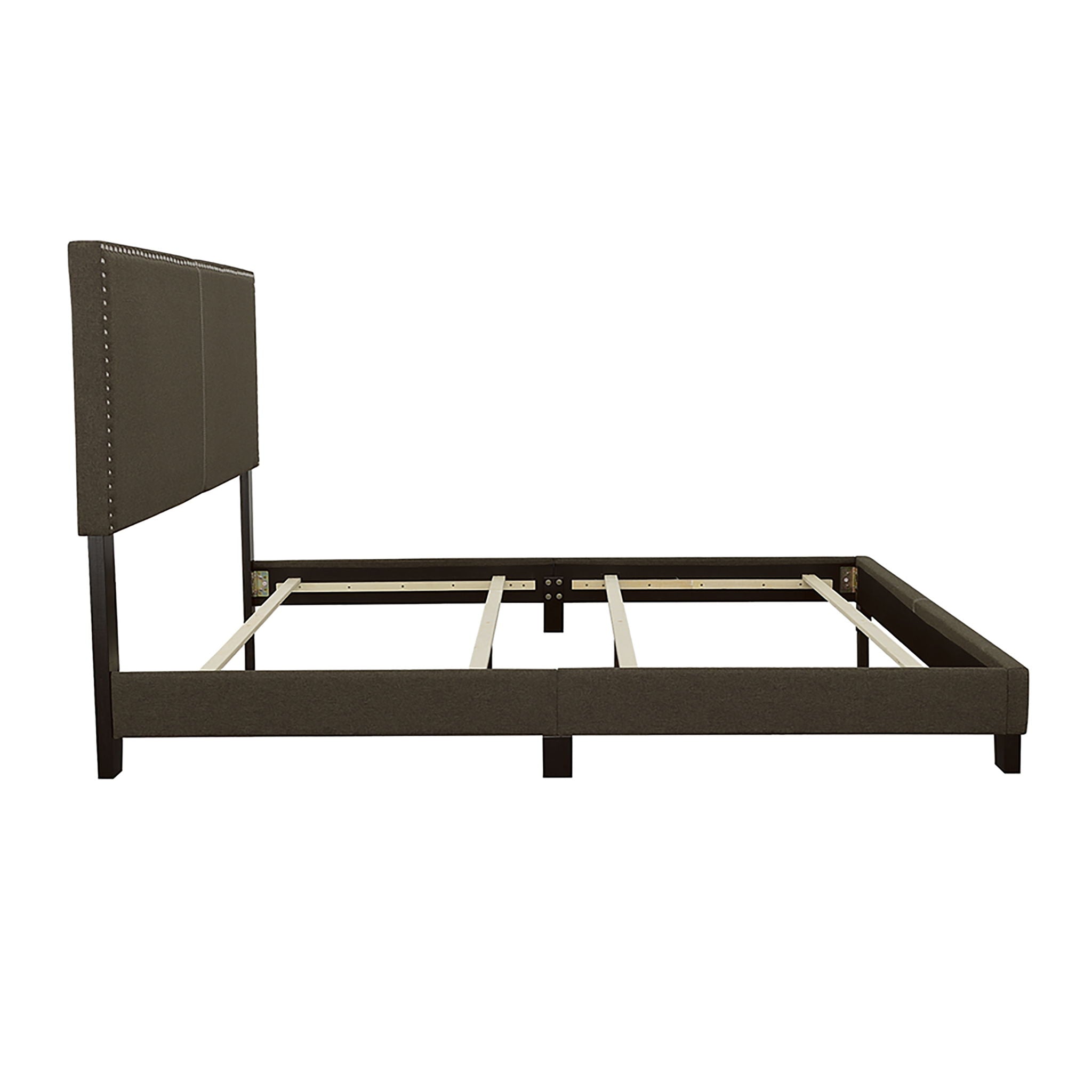 Queen Bed With Nailhead Trim - Charcoal by HouseOfZazla