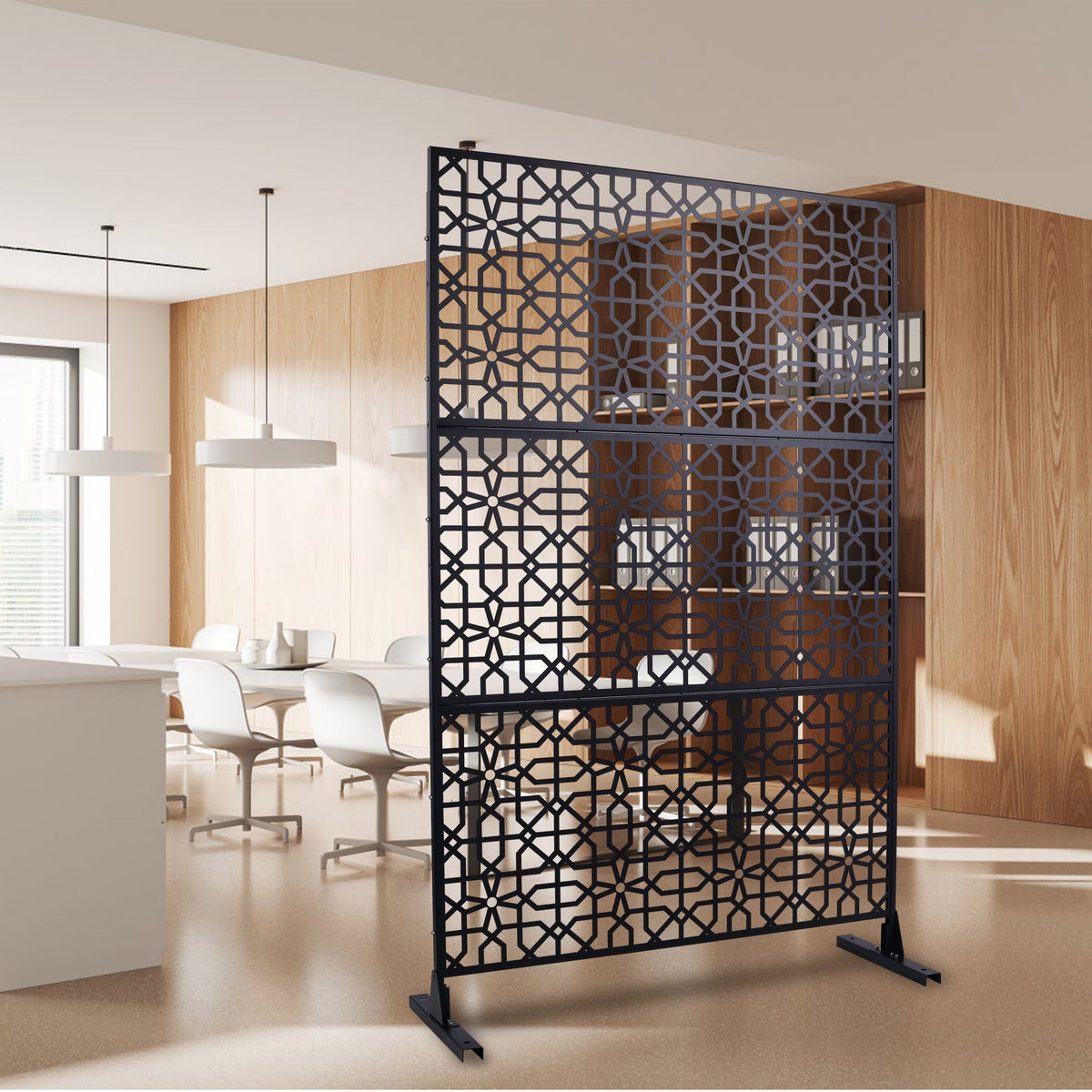 Metal Freestanding Decorative Privacy Screen with Rust-Resistant Finish – Black or White, photo 15 of 27