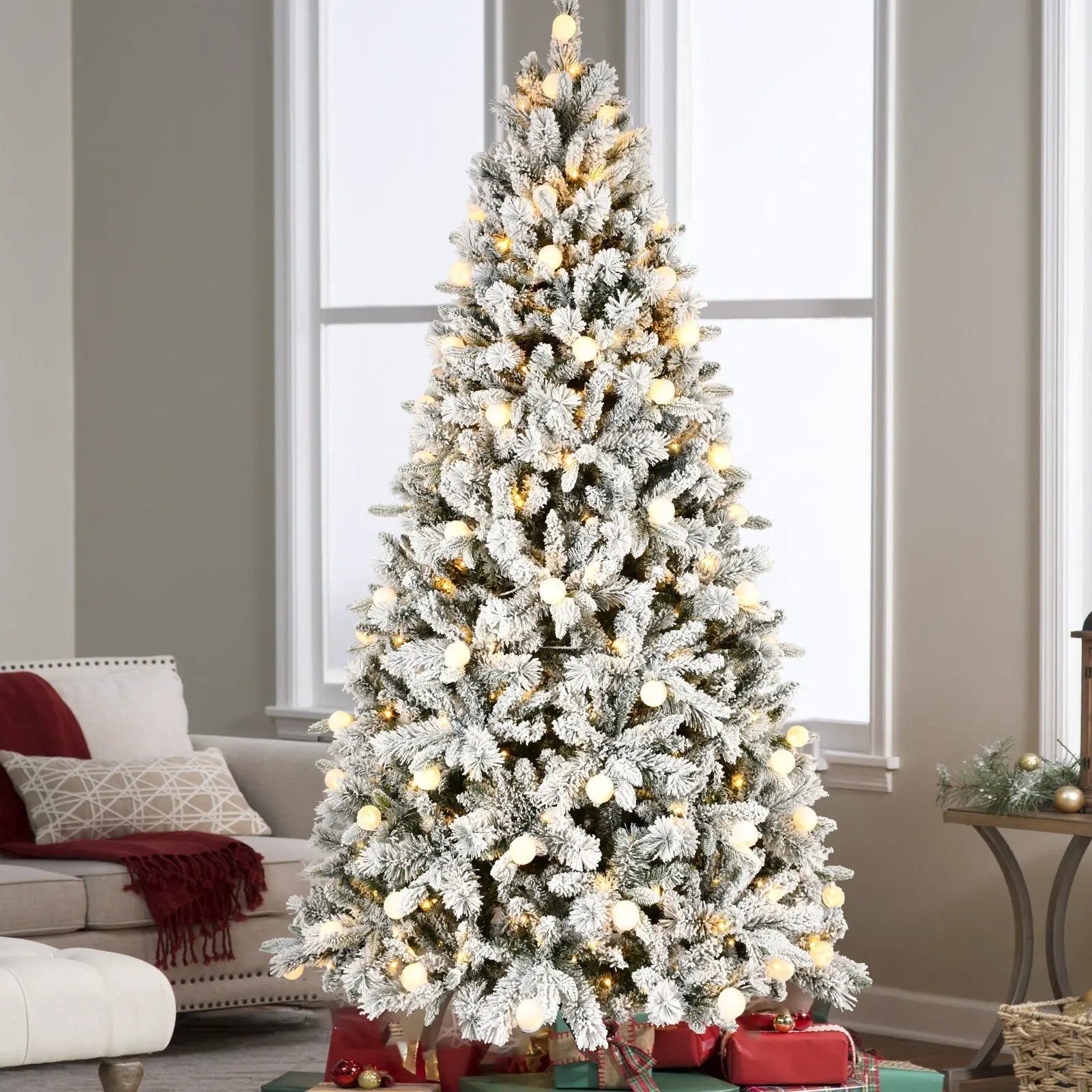 7.5ft Flocked Christmas Tree with 400L Colorful LED Lights by HouseOfZazla