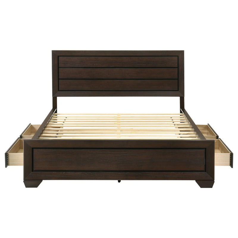 Kauffman Wood California King Storage Panel Bed Dark Cocoa by Unique Piece Furniture