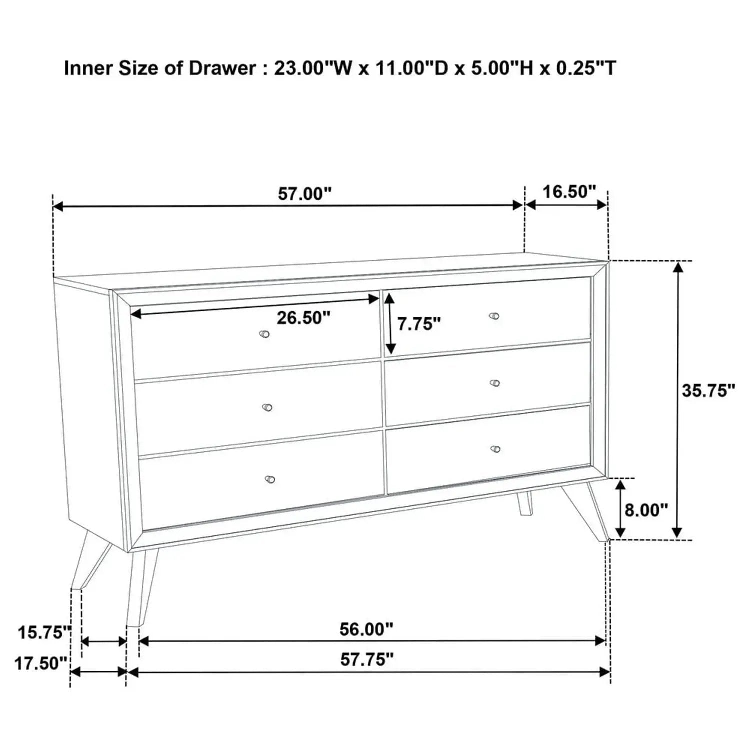 1 Piece Dresser With Angled Legs, Wave Texture And Round Knobs - White by Unique Piece Furniture