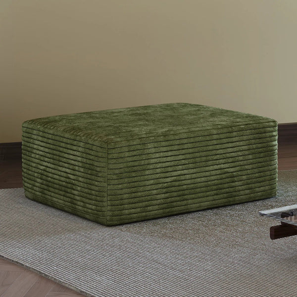 Green Plush Corduroy Sofa Ottoman