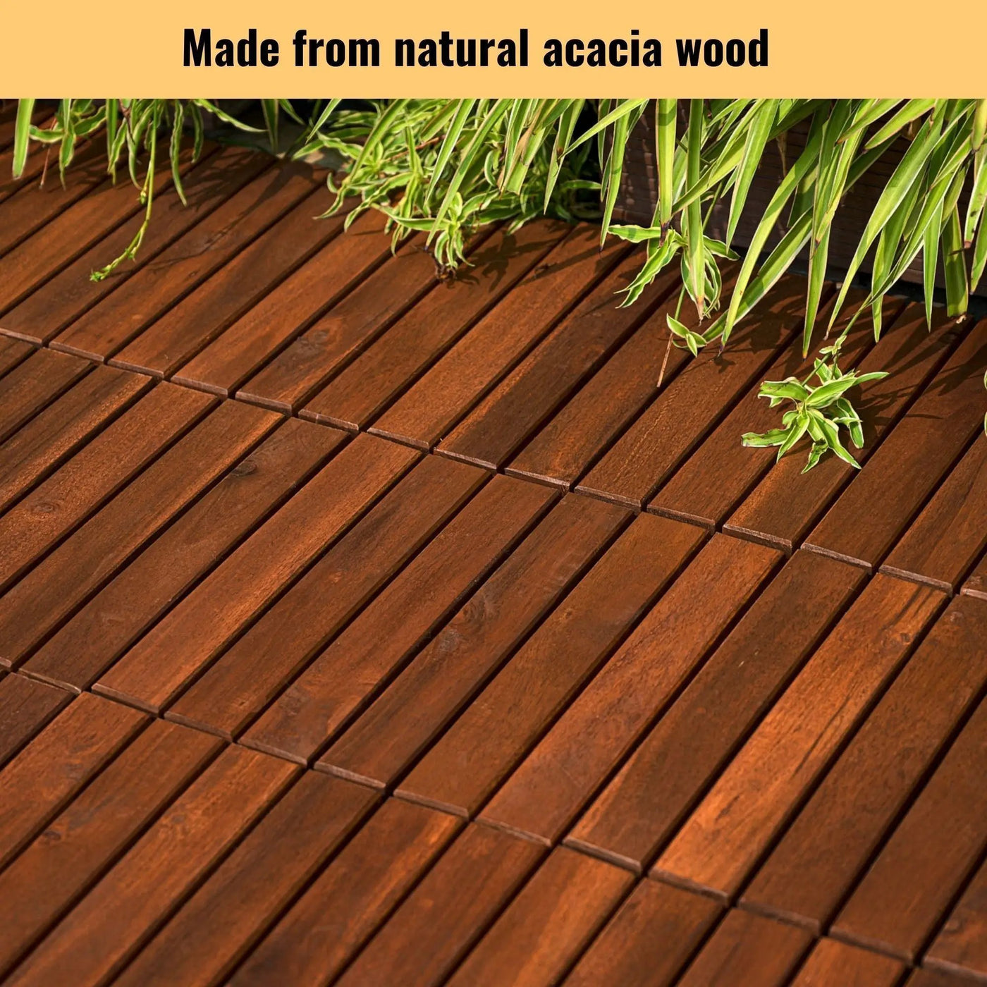 Interlocking Deck Tiles Striped Pattern Waterproof Brown by HouseOfZazla