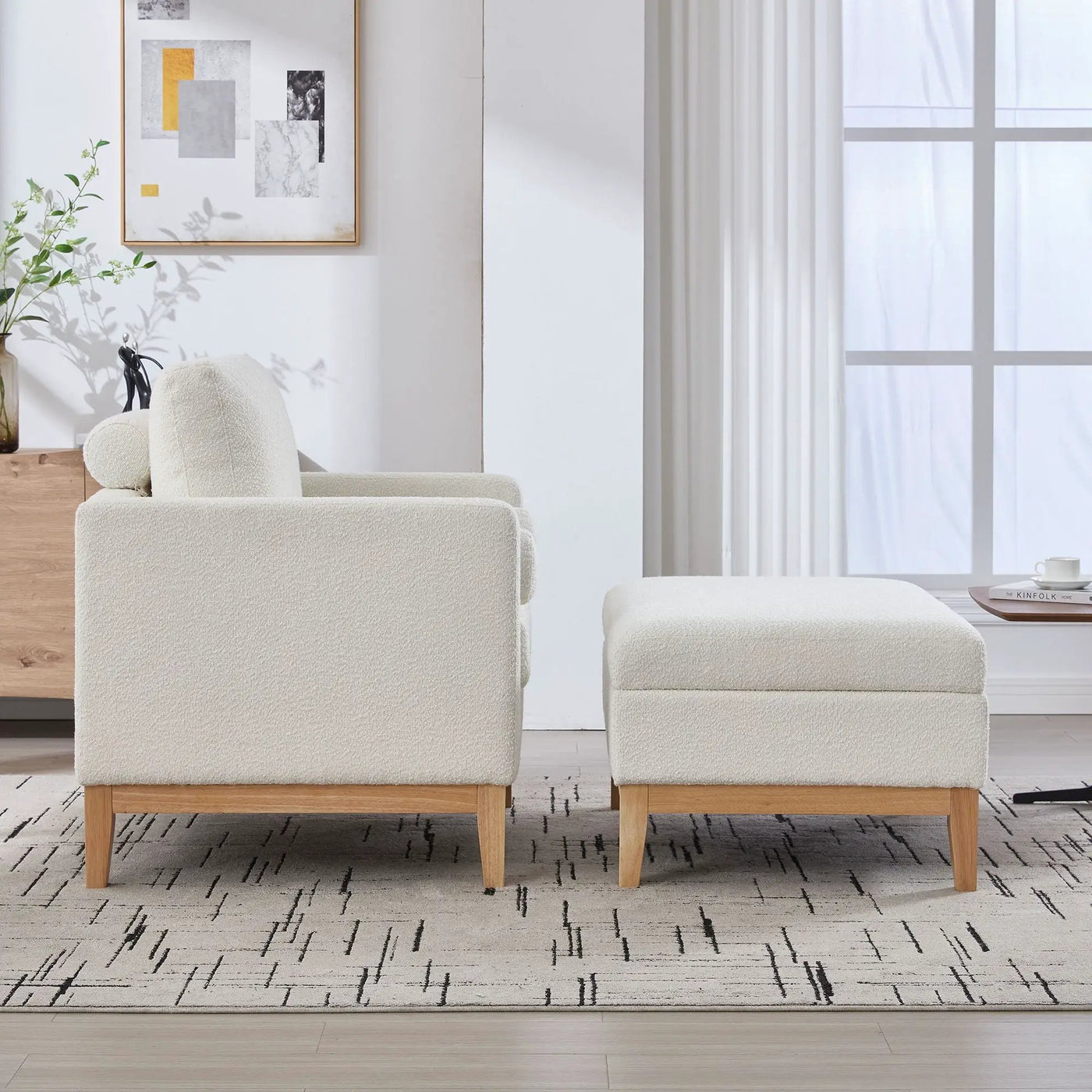 Oversized 360 Degree Swivel Barrel Accent Chair And Ottoman Set With Storage by HouseOfZazla