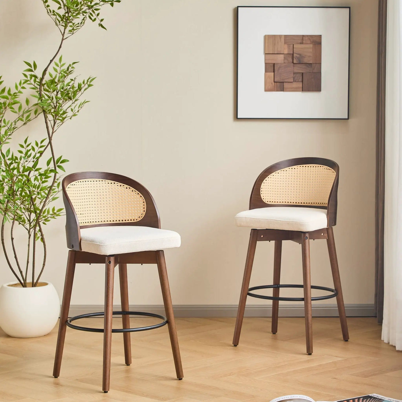 Como Indoor Wood Barstool Set of 2 by HouseOfZazla