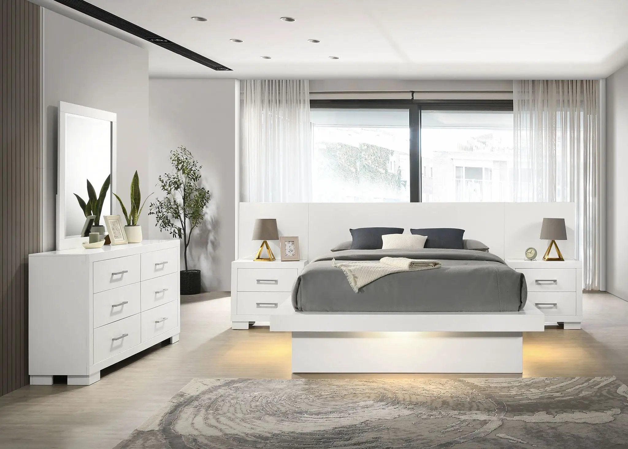 Jessica 5-piece Queen LED Bedroom Set Snow White by Unique Piece Furniture