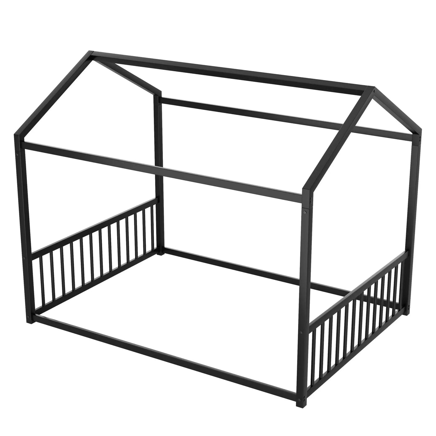 Montessori Style Floor House Shaped Bed With Safety Guardrails by HouseOfZazla
