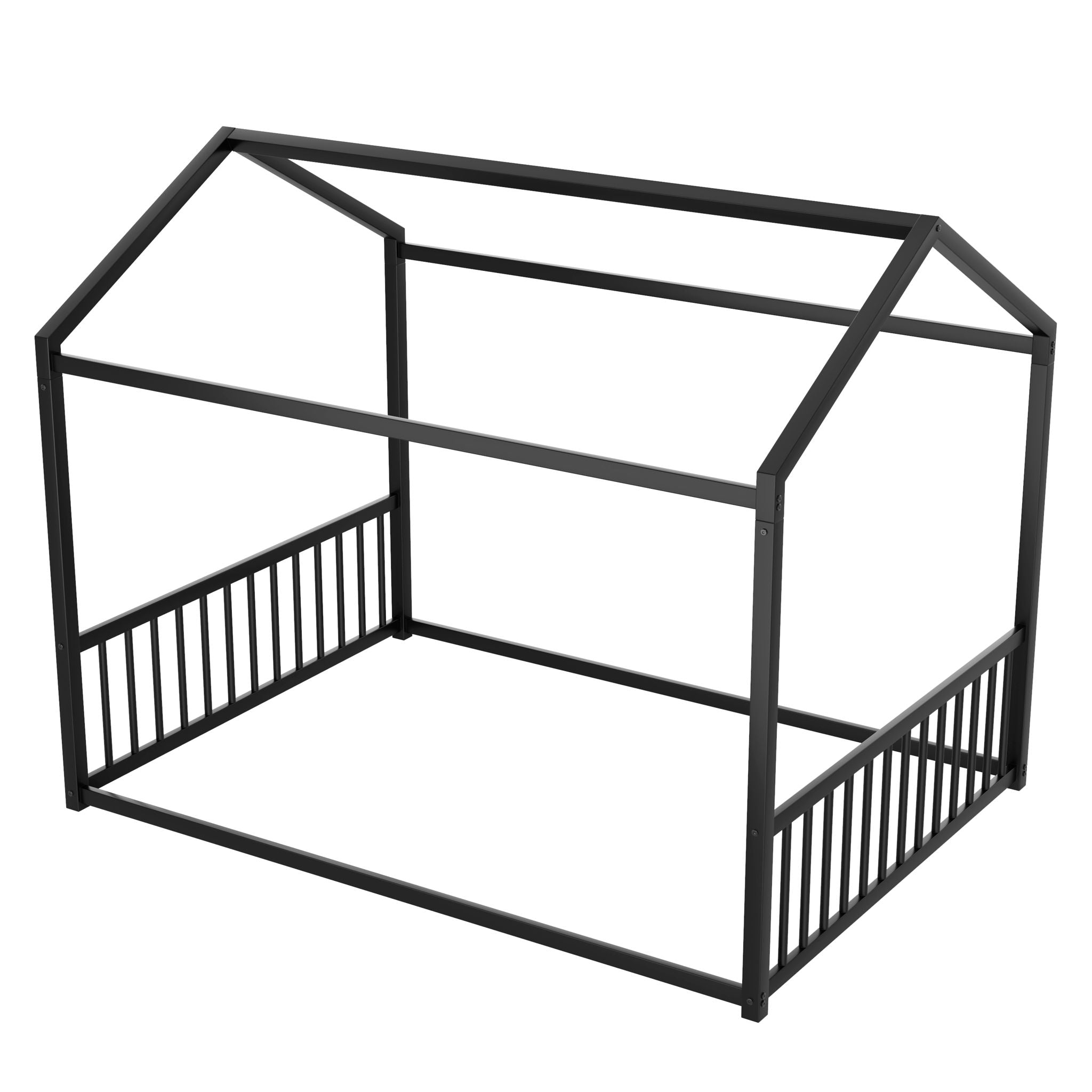Montessori Style Floor House Shaped Bed With Safety Guardrails by HouseOfZazla