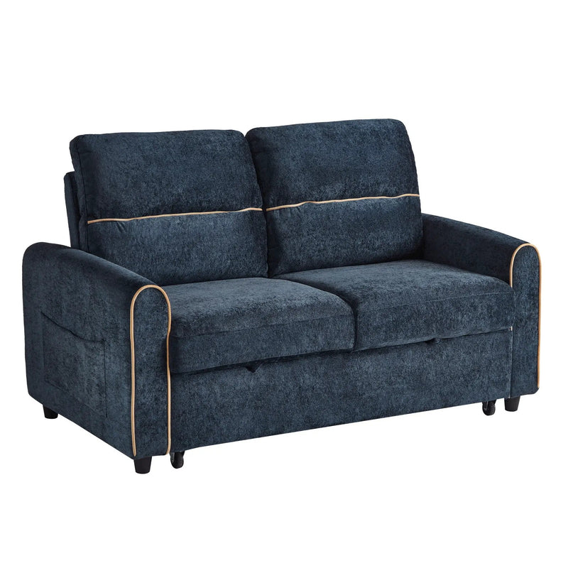 Pull Out Sofa Bed With Adjustable 3 Position Backrest, USB Charging Ports, Side Pockets by Unique Piece Furniture