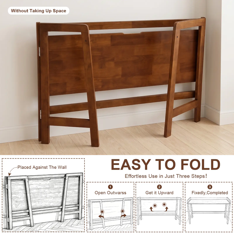 Solid Wood Folding Desk, 49" Mid Century Modern Computer Desk by HouseOfZazla