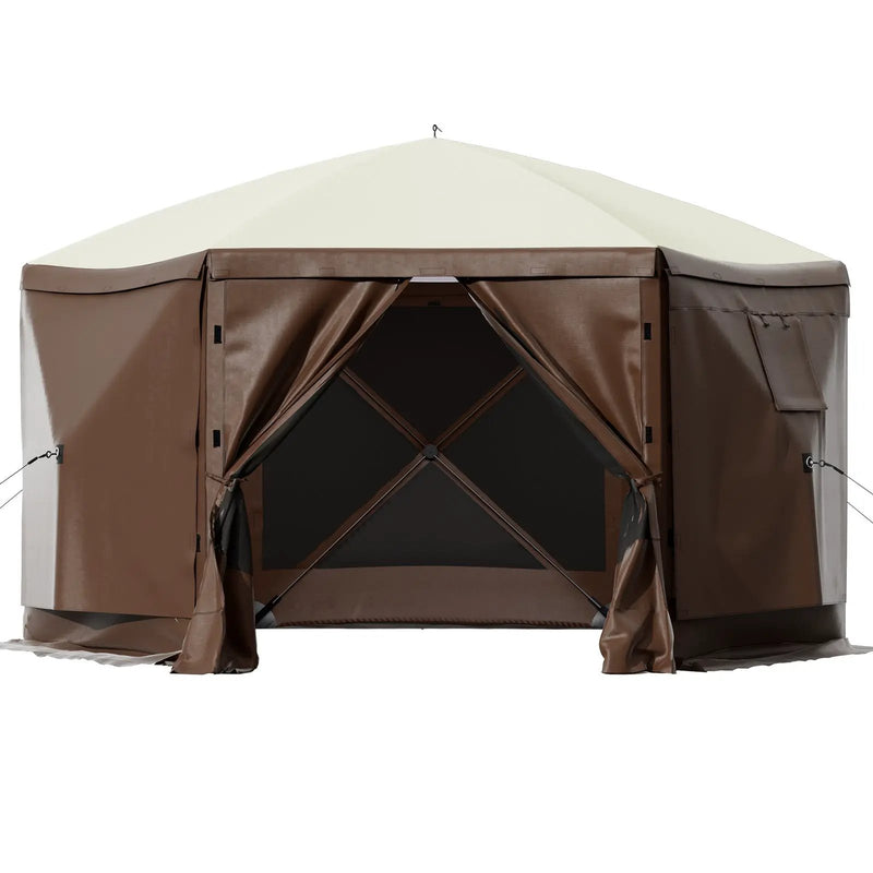 Camping Gazebo Tent, 10'x10', 6-Sided Pop-up Canopy Screen Tent by HouseOfZazla