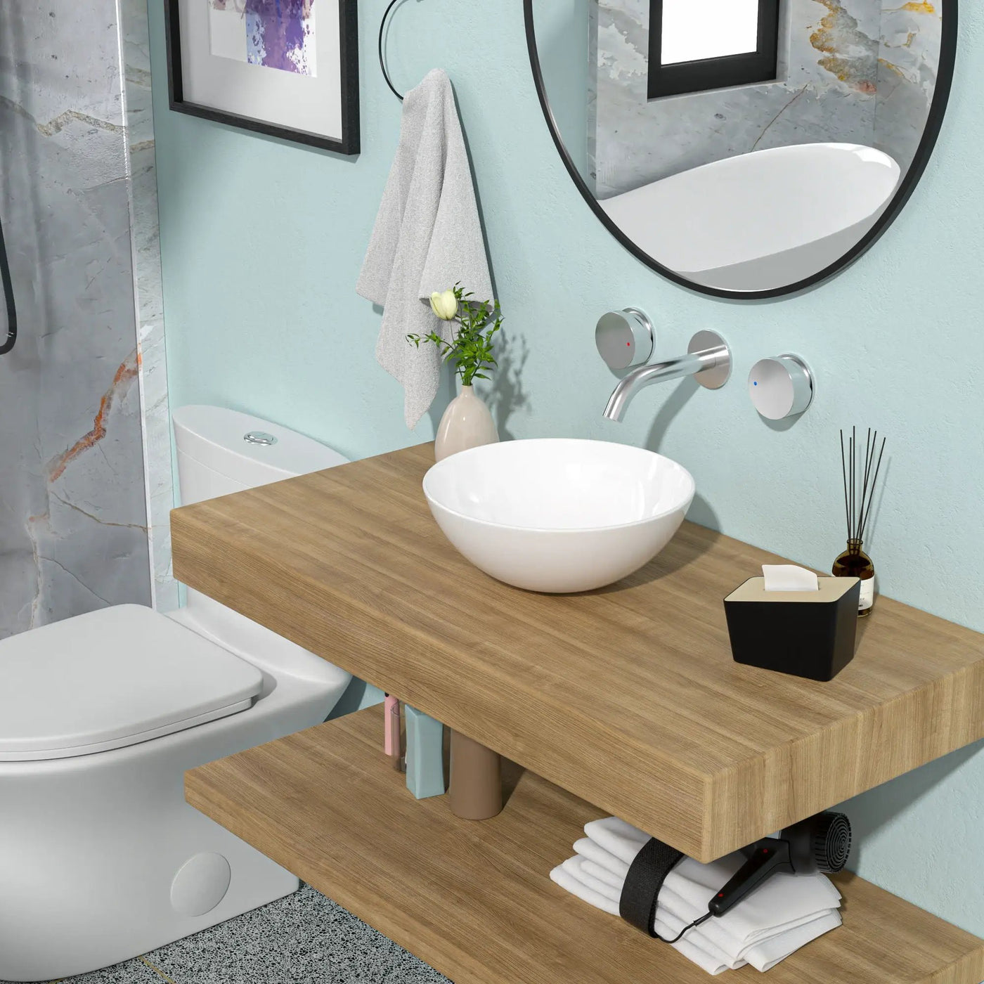 Modern Ceramic Circular Vessel Bathroom Sink by HouseOfZazla