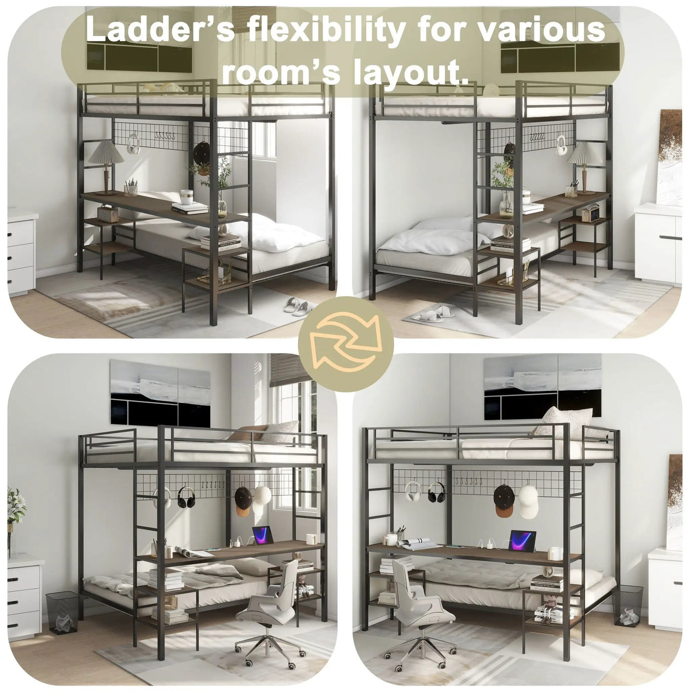 Ethan - Bunk Bed With Desk, Charging Station, Storage Shelves by HouseOfZazla
