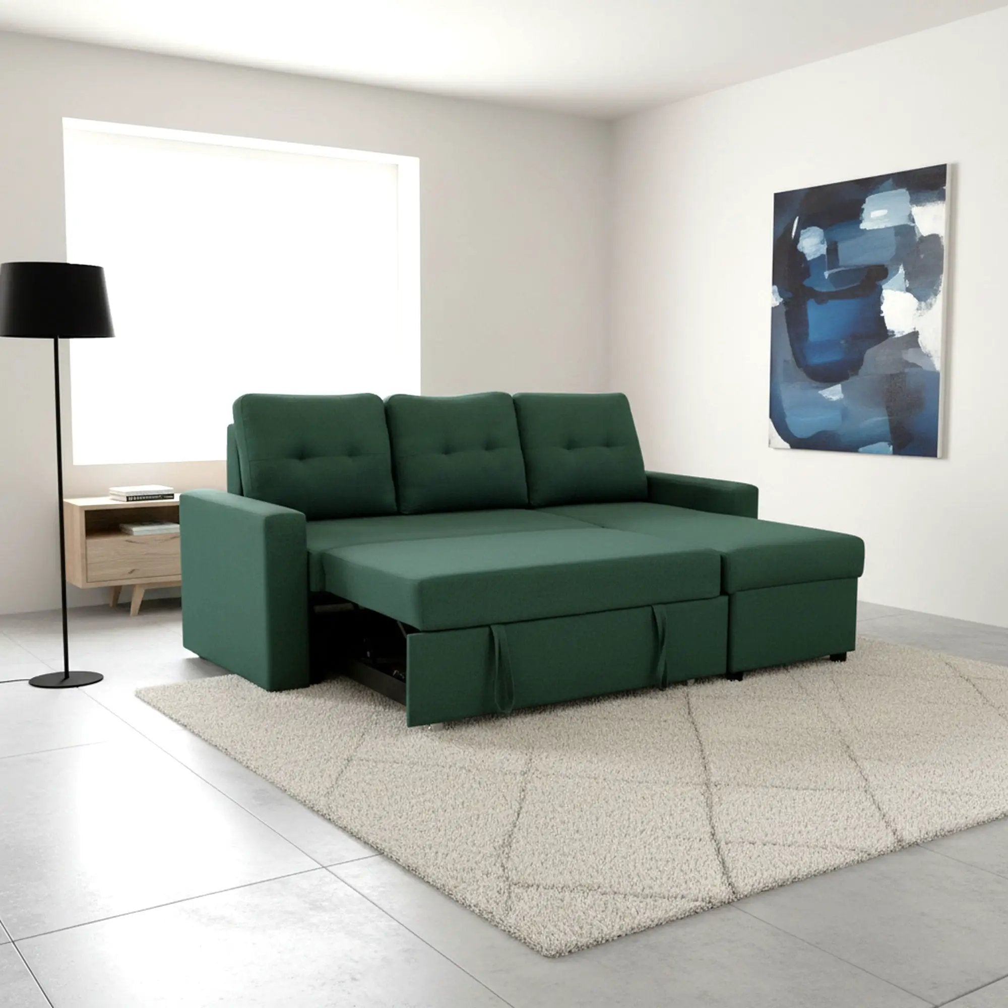 Convertible L Shaped Sectional Sleeper Sofa Bed, Saving Pull Out Couch by HouseOfZazla