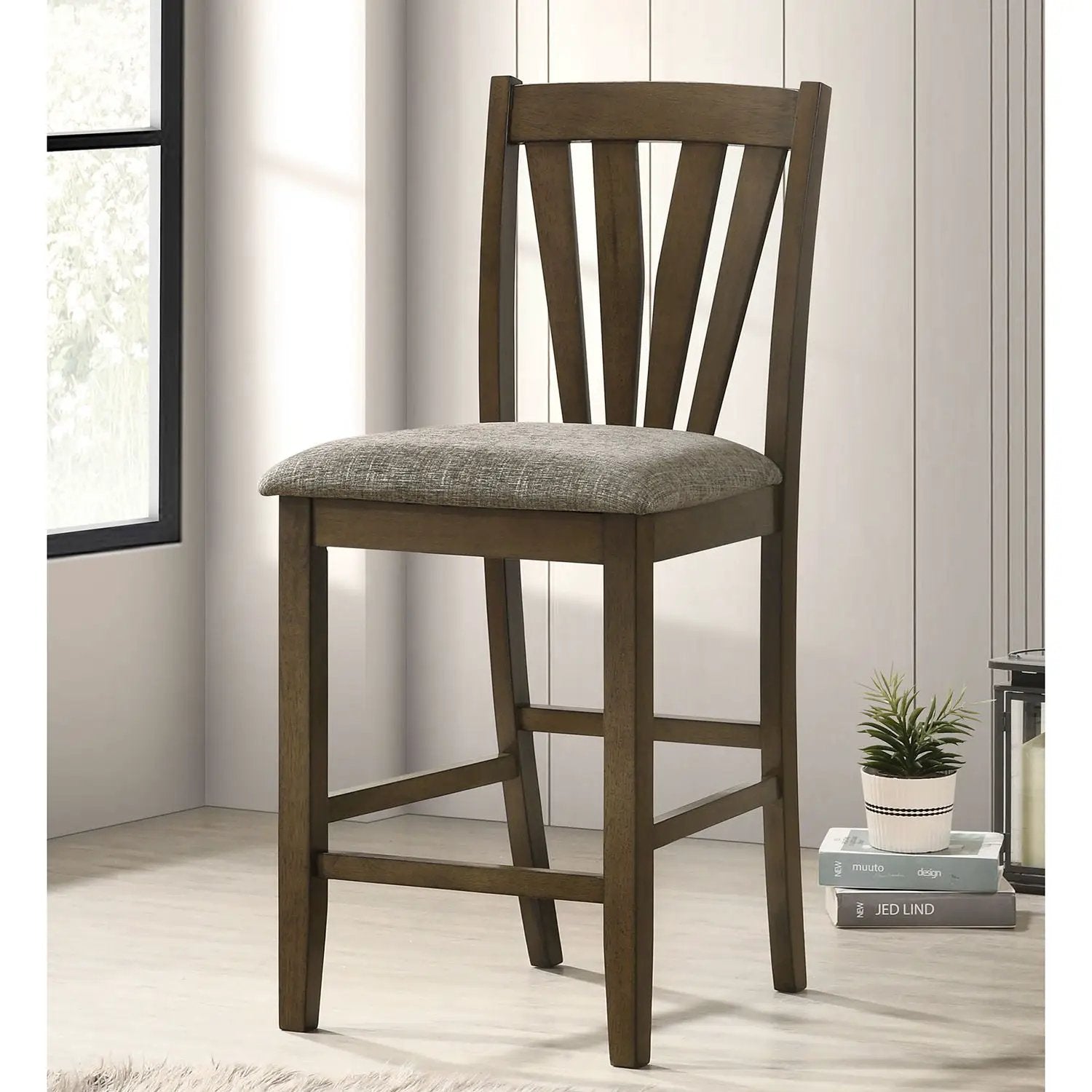 Maxine - Upholstered Counter Height Dining Side Chair (Set of 2) - Brown by HouseOfZazla