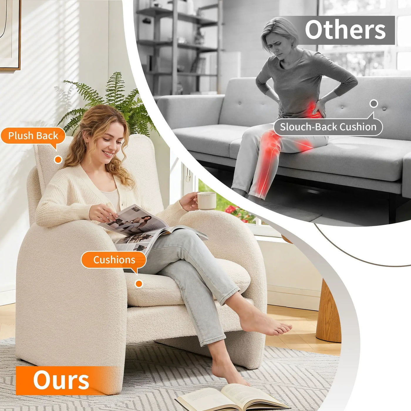 Modern Sherpa Upholstered Accent Chair, Comfortable Living Room Armchair, Lounge Chair For Bedroom, And Office by Unique Piece Furniture