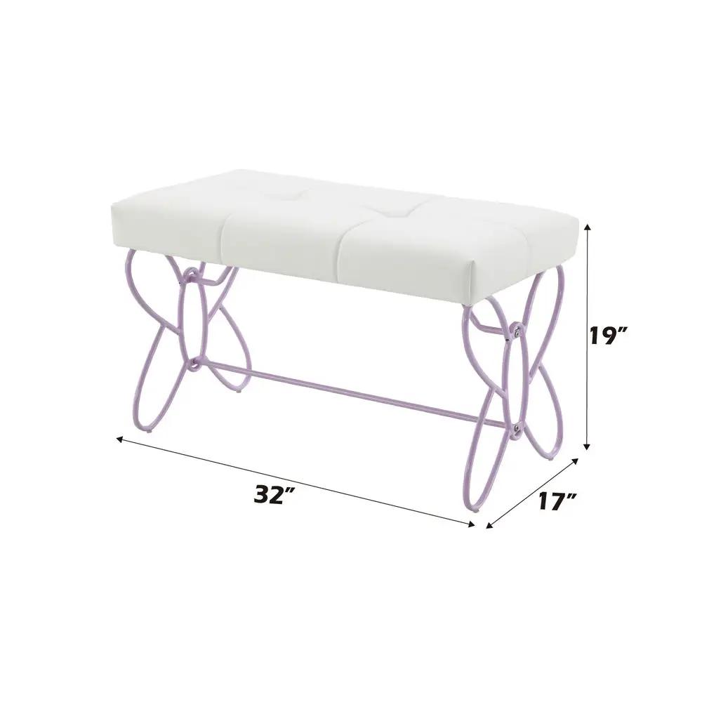 Priya II - Bench - White & Light Synthetic Leather Rple by Unique Piece Furniture