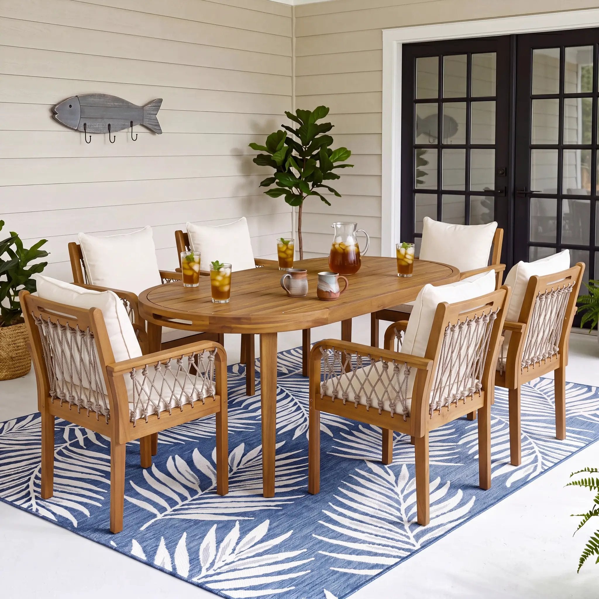 7-Piece Outdoor Acacia Wood Dining Set by HouseOfZazla