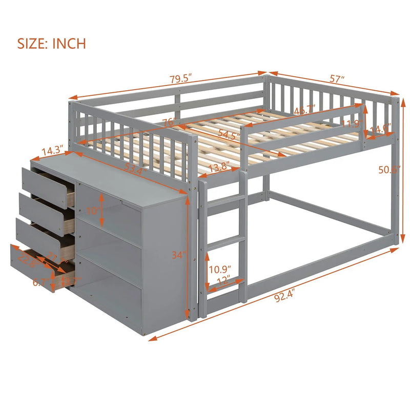 Bunk Bed With 4 Drawers And 3 Shelves by Unique Piece Furniture