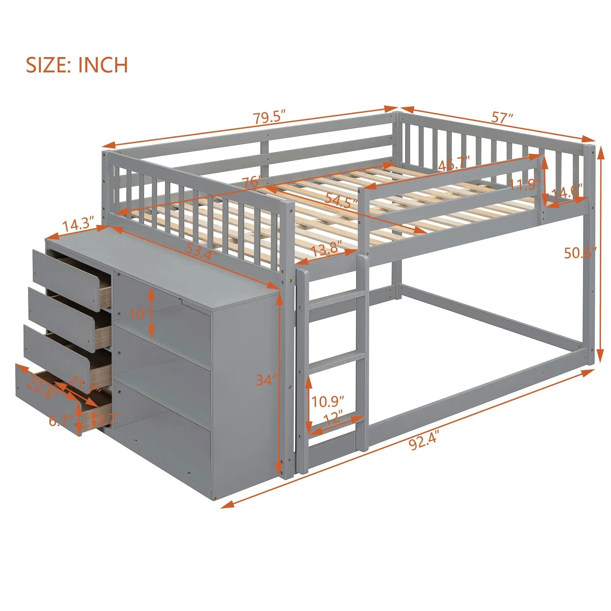 Bunk Bed With 4 Drawers And 3 Shelves by Unique Piece Furniture