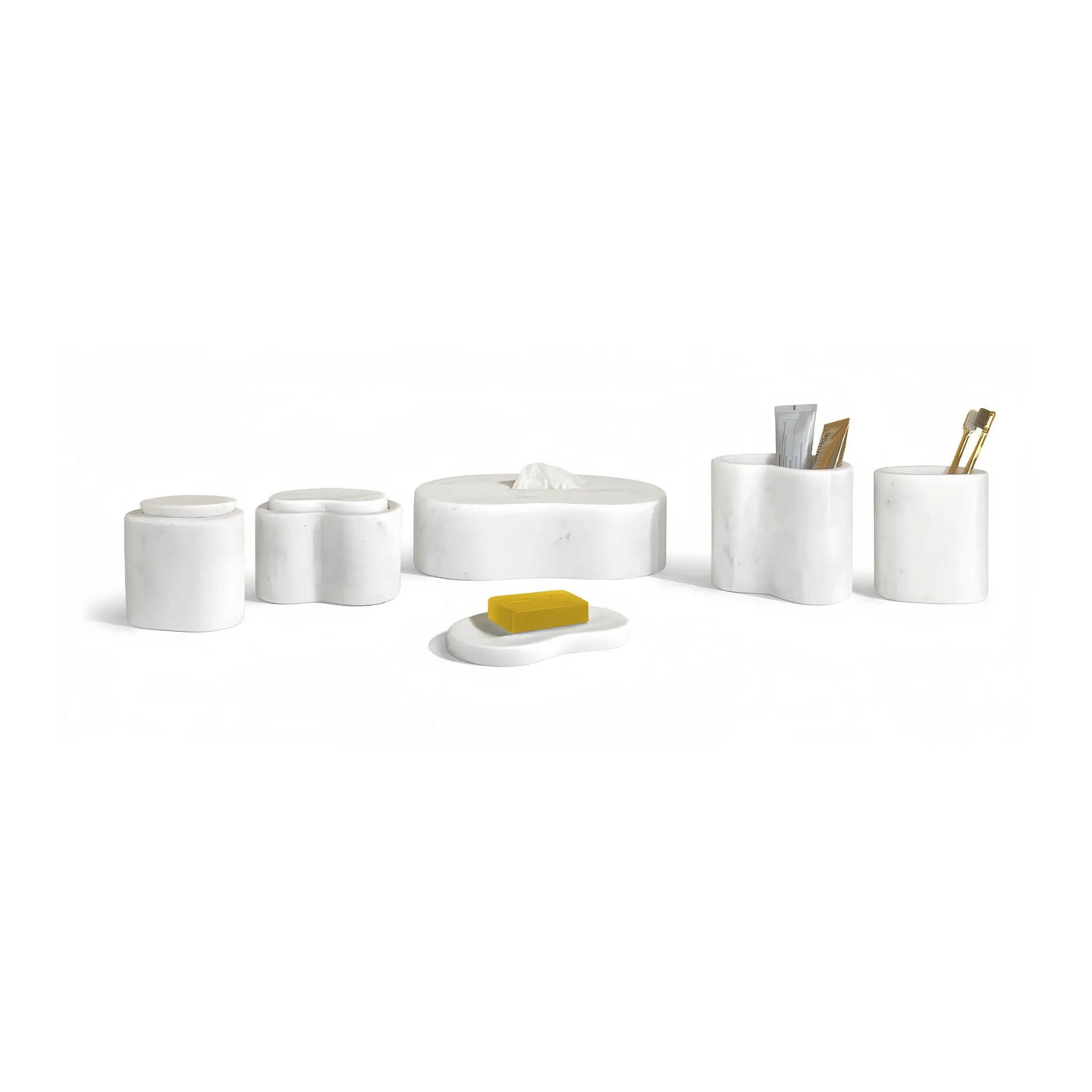 Elegant Natural Marble Bathroom Accessories Set by HouseOfZazla