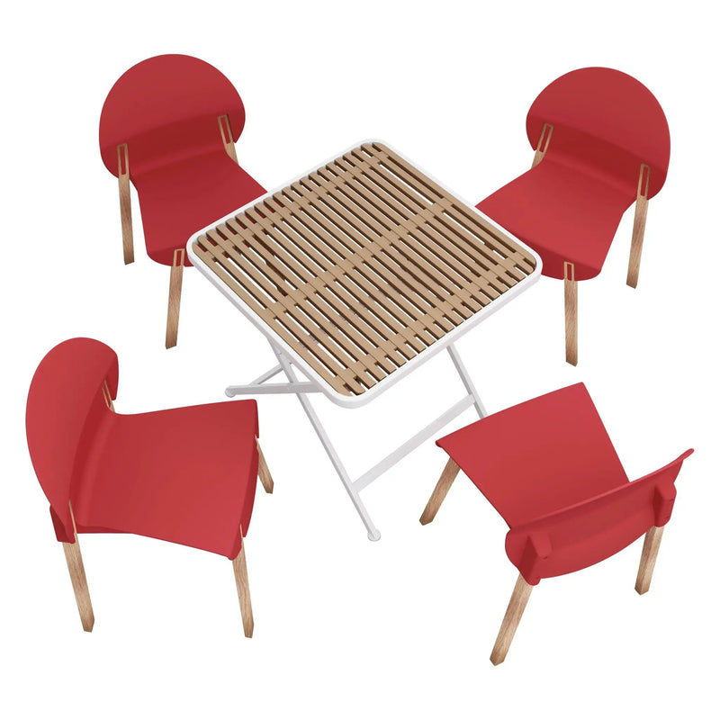 4 Piece Set Of Single Chairs With A Folding Square Table by Unique Piece Furniture