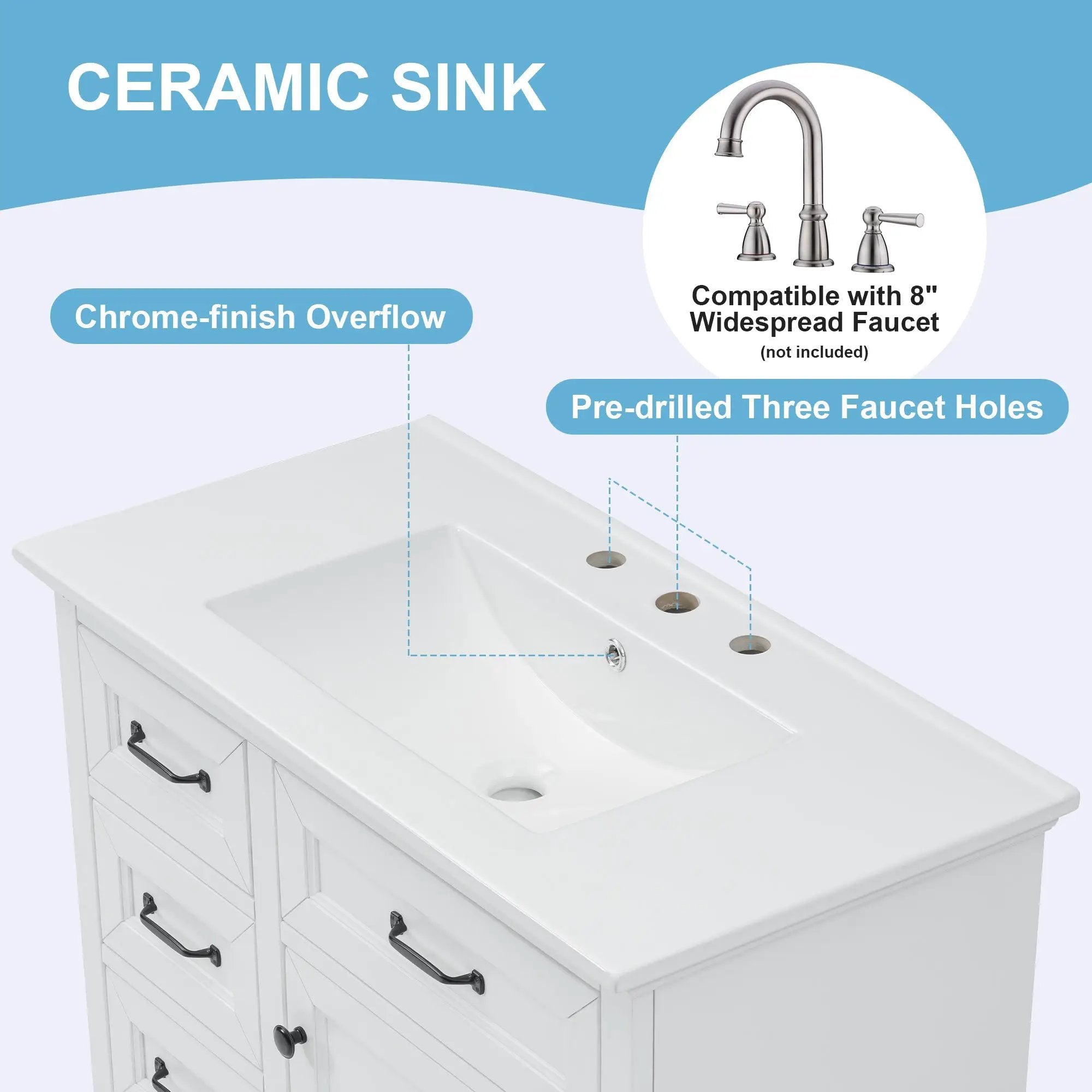 36-Inch Bathroom Vanity with Ceramic Sink Top by HouseOfZazla