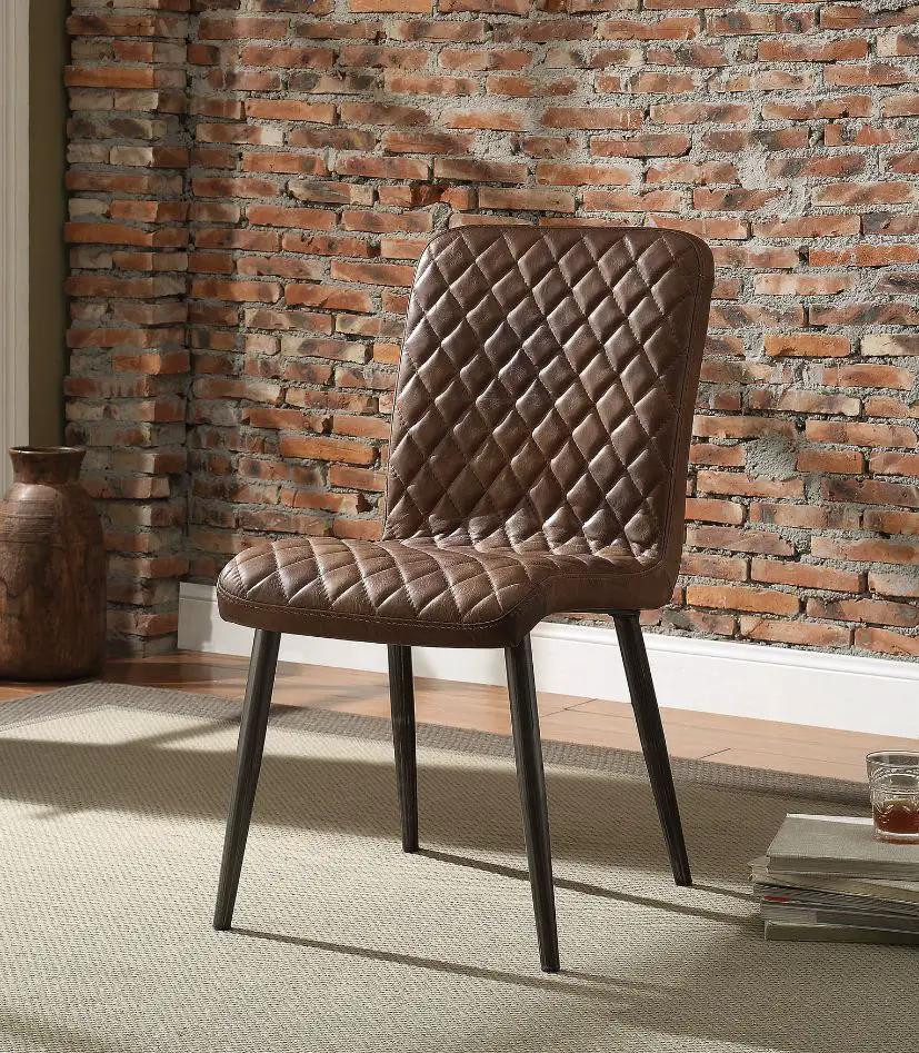 Millerton - Side Chair (Set of 2) - Vintage Chocolate Top Grain Leather & Antique Black by Unique Piece Furniture
