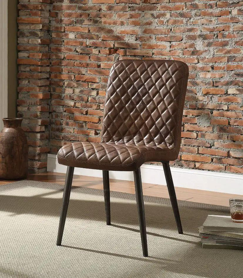 Millerton - Side Chair (Set of 2) - Vintage Chocolate Top Grain Leather & Antique Black by Unique Piece Furniture