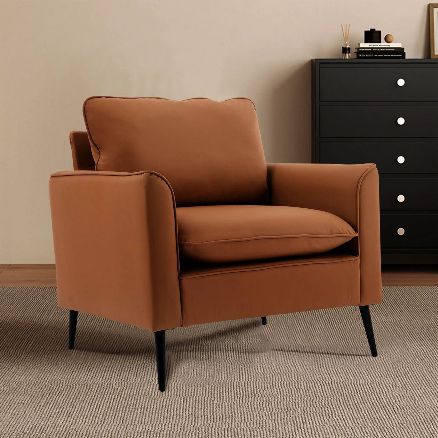 Nordic Retro Light Luxury Upholstered Sofa Chair by HouseOfZazla