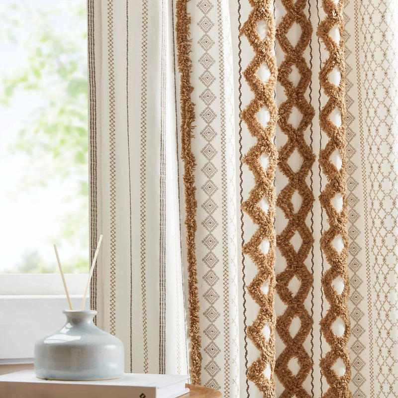 1 PC 50x84' Cotton Printed Window Panel with Chenille Stripe and Lining by HouseOfZazla
