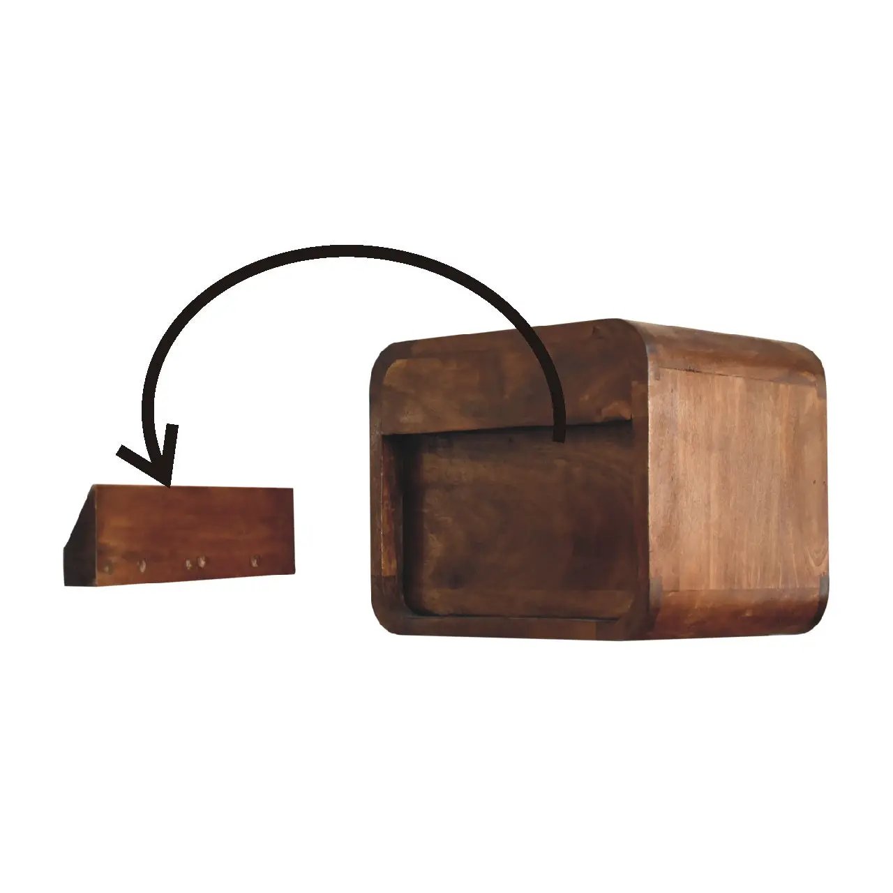 Solid Wood Floating Mini Nightstand, 2-Drawers, Chestnut by HouseOfZazla
