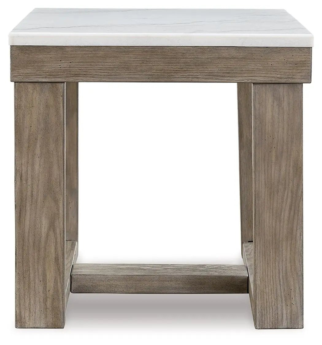 Loyaska - Square End Table - Brown / Ivory by Unique Piece Furniture