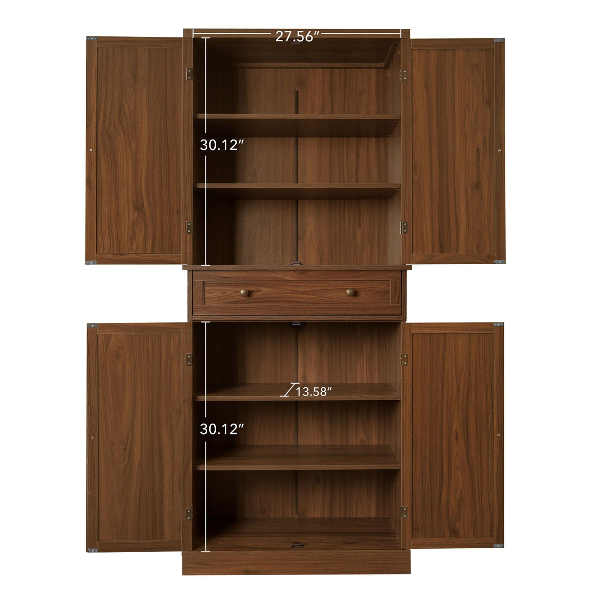 4 Door Storage Cabinet with Adjustable Shelves - Light Brown, photo 7 of 16
