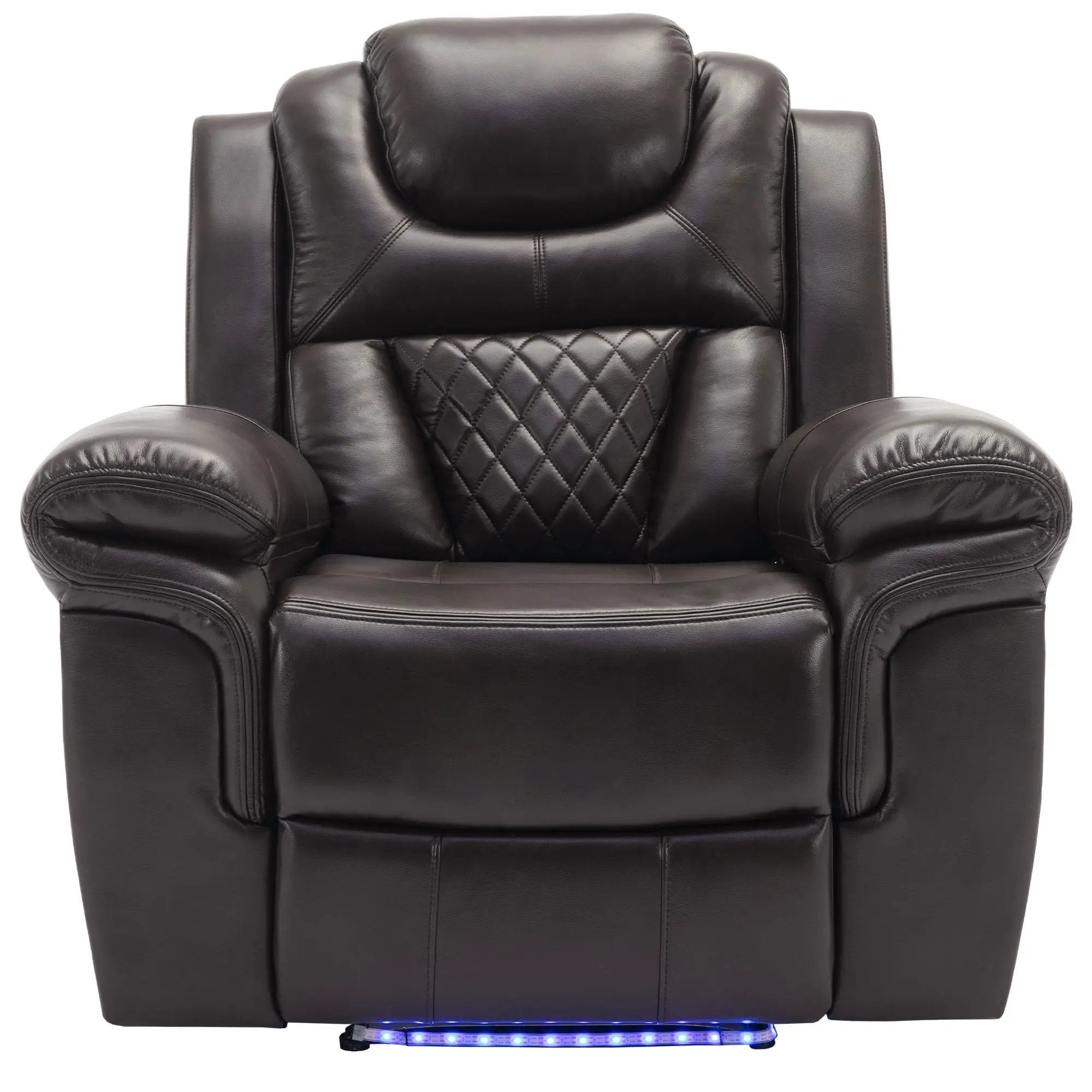 3 Pieces Recliner Sofa Sets Home Theater Seating Manual Recliner Chair With Center Console And LED Light Strip For Living Room by HouseOfZazla
