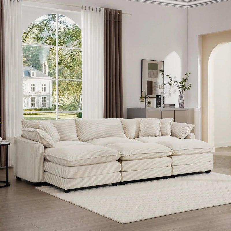 Modern Oversized Modular Cushion Sofa With Ottoman, Low Back, Deep Seating Sofa Set by Unique Piece Furniture