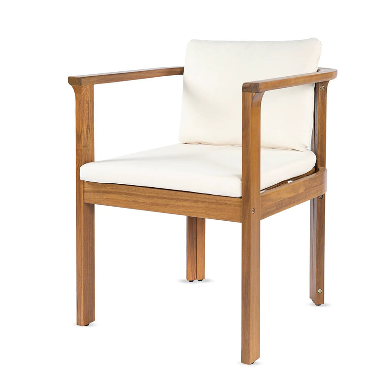 Outdoor Dining Chair Set of 4 with Curved Acacia Wood Arms by HouseOfZazla