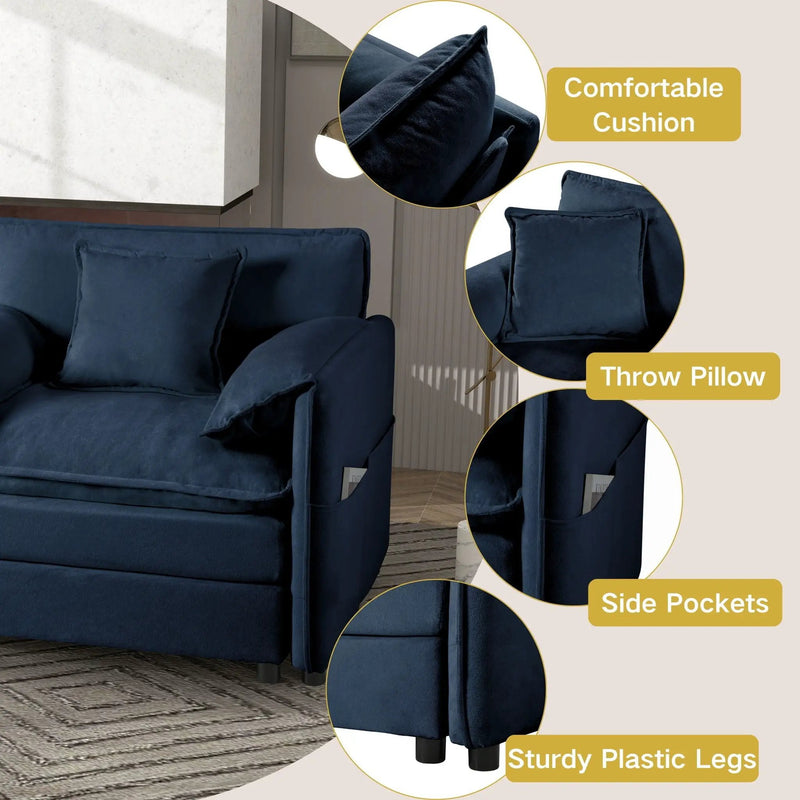 Modern Oversized Deep Seat Sectional Sofa With Pillows by Unique Piece Furniture